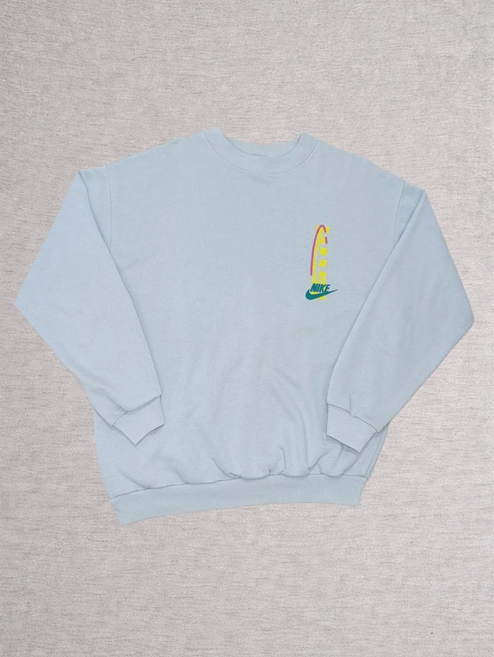Sweat Nike Vintage Rare Années 90 Motif Abstrait Bleu Pastel - M/L